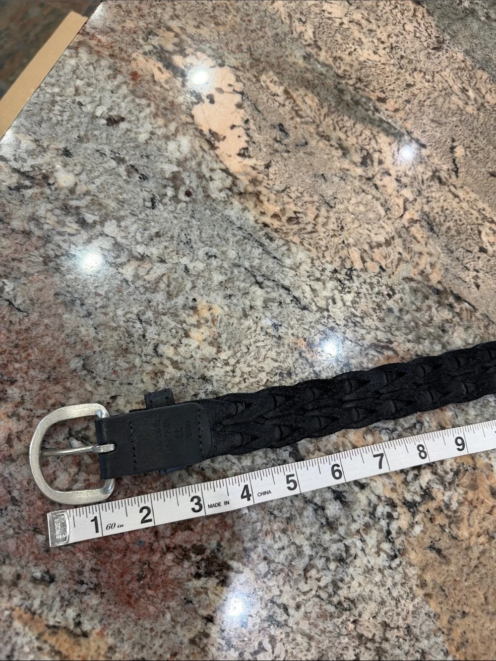 Men's or Women’s Black Braided Leather Belt - Classic Woven Style